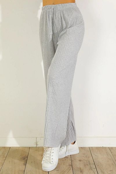 Sashaa Collection Pantaloni și pantaloni de trening cu nervuri gri pentru femei