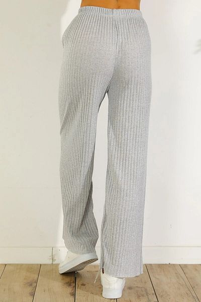 Sashaa Collection Pantaloni și pantaloni de trening cu nervuri gri pentru femei