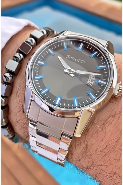 Ferrucci Ferruci Brand Silver Color Steel Cord Men's Wristwatch - Bracelet
