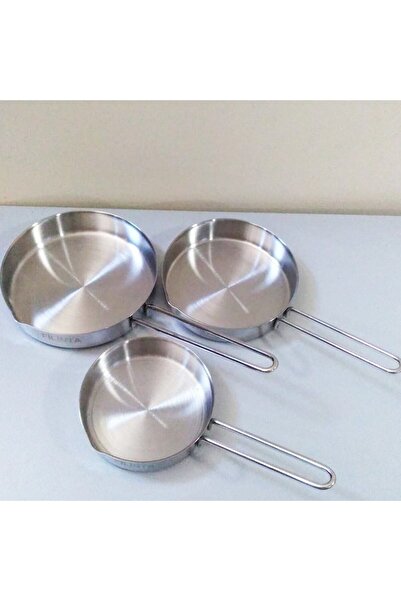 BİODATA Paslanmaz Çelik Sos Tavası 3lü Sığ Tava Seti 12-14-16cm Filinta Serisi