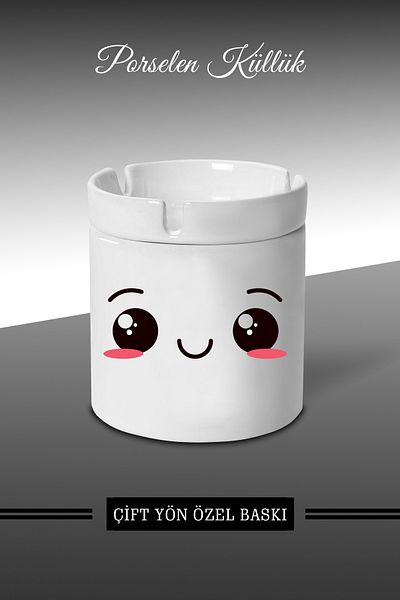 yhfoto Τασάκι με σχέδιο Emoji Face Expression D1- Πορσελάνινο τασάκι - Επιτραπέζιο τασάκι
