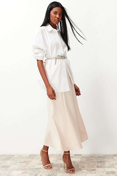 Trendyol Modest Κρεμ υφασμένη κρεπ ψαροφουστα TCTSS24EB00193