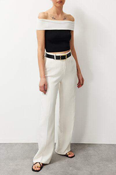 Edit by Trendyol Ασπρόμαυρη Πλεκτή Μπλούζα Χρώμα Αντίθεσης TEDSS24BZ00024