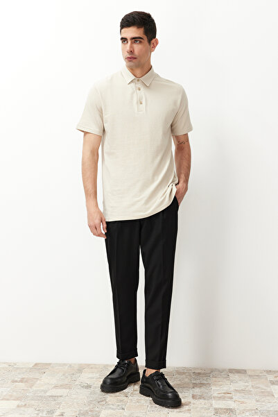 Trendyol Collection Černé plisované kalhoty italského střihu - dvojitá noha Tmnss24Pl00022