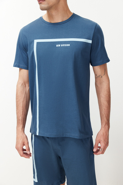 Trendyol Collection Set pantaloni scurți de pijama tricotați cu decolteu roșu Indigo Regular Fit - TMNSS23PT00017