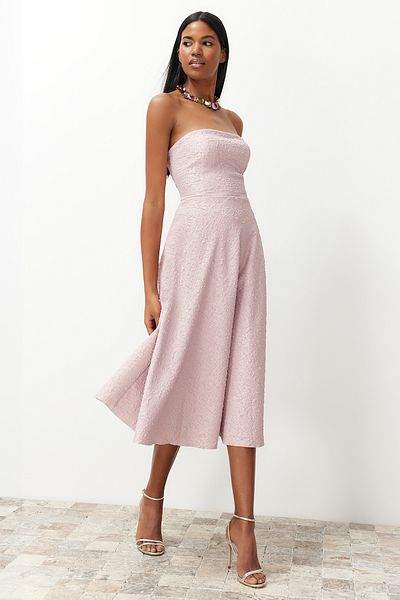 Trendyol Collection Elegáns szőtt púderes estélyi ruha - A-cut TPRSS24EL00160