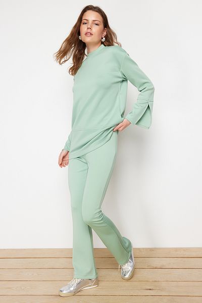 Trendyol Modest Mint Diver/Scuba Knitted Top and Bottom Set TCTSS24US00050