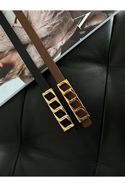 Fiori Pachet de 2 curea de bază pentru pantaloni pentru femei, centură pentru jachetă, centură pentru rochie cu cataramă cu lanț subțire