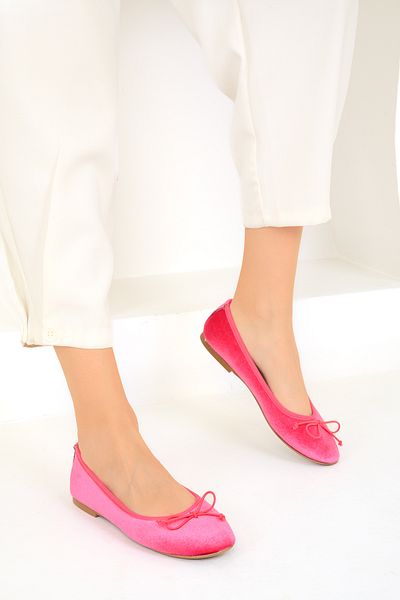 SOHO Fuchsia Velvet Women's Ballerinas 19003