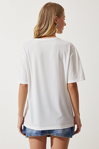 Happiness İstanbul Dámské oversize pletené tričko s bílým řetízkem PB00024