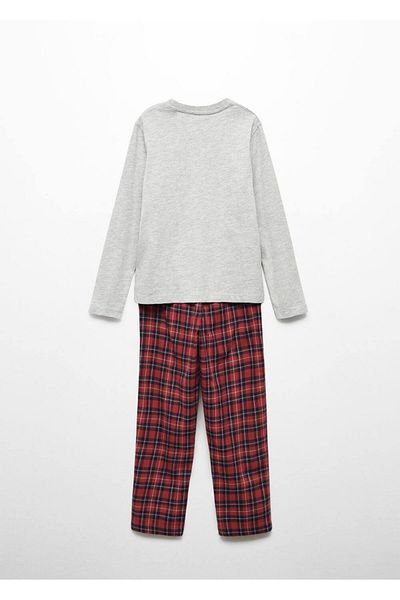 MANGO Kids Langes, kariertes zweiteiliges Pyjama-Set