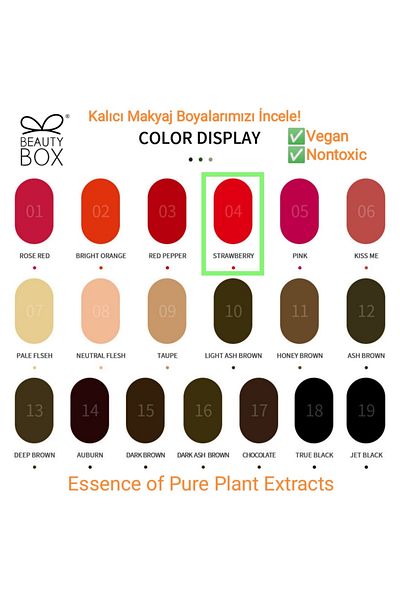 Beauty Box Strawberry Vegan Permanent Makeup Paint PMU Pigment Nontoxic Essence of Pure Plant Extracts 12ml