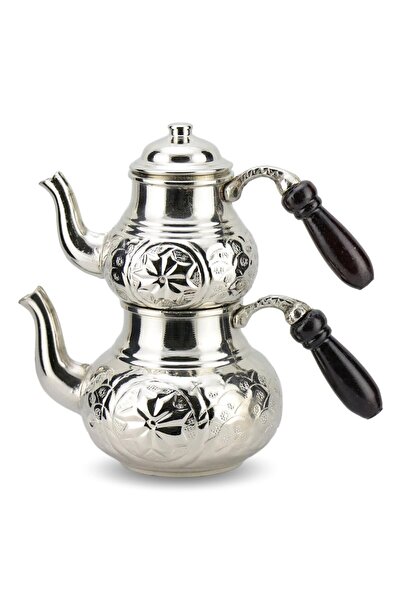 Sonay Bakırcılık Çiçek İşlemeli Küçük Bakır Çaydanlık