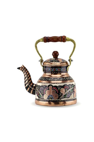 Sonay Bakırcılık Gül Çiçek İşlemeli Bakır Bitki Cayı Demligi 2 lt