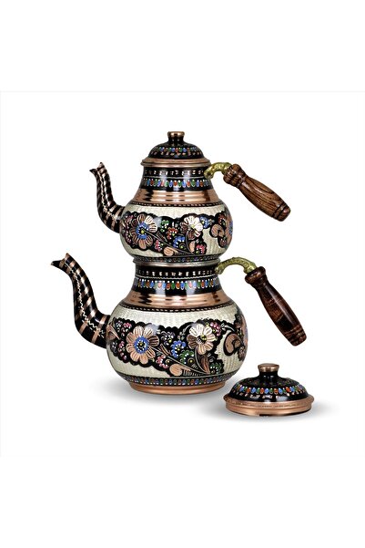 Sonay Bakırcılık 1 Mm Kalın Gül Çiçek Bakır Çaydanlık