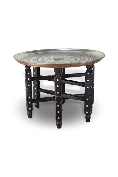 Sonay Bakırcılık Sedef Işleme Ayaklı Işlemeli Bakır Sini 70 Cm