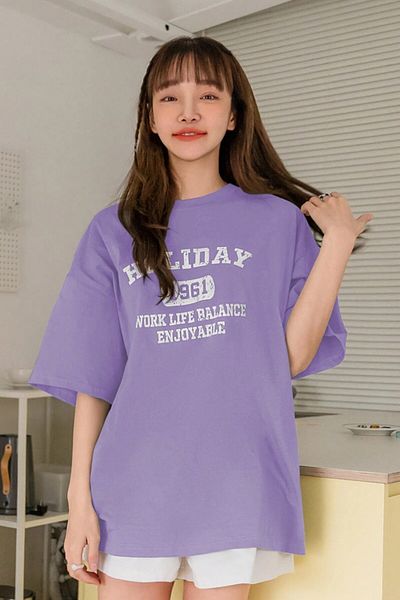 MODAGEN Μπλουζάκι με μπλουζάκι Unisex Purple Crew Neck Holiday με στάμπα