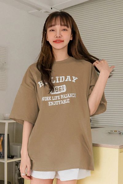 MODAGEN Μπλουζάκι Unisex Mink Crew Neck Holiday με στάμπα oversize