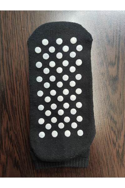 Leement socks 3 чифта черни неплъзгащи се памучни чорапи Tawaf с плетен горен част