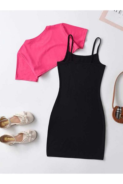 Machetta Children's Los Angeles Printed Dress & Crop T-shirt Combination