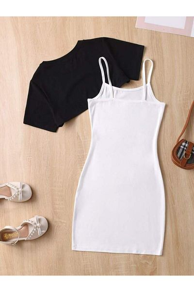 Machetta Παιδικό Los Angeles Printed Dress & Crop T-shirt Συνδυασμός