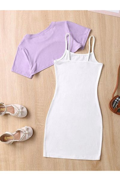 Machetta Παιδικό Los Angeles Printed Dress & Crop T-shirt Συνδυασμός