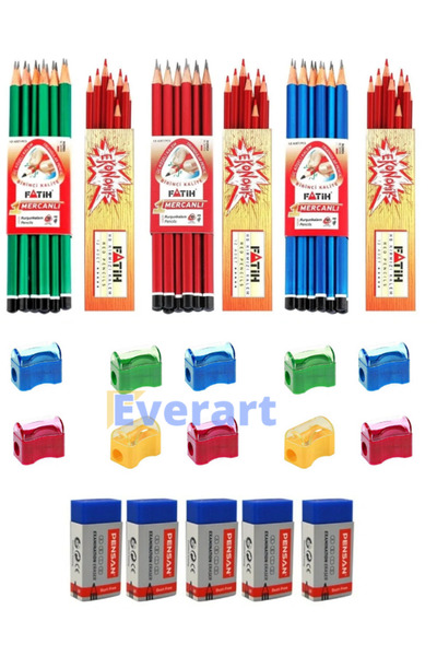 everart Fatih Okul Kalem Seti, kalemtraş,Silgi Kurşun Kalem Full 87 Parça