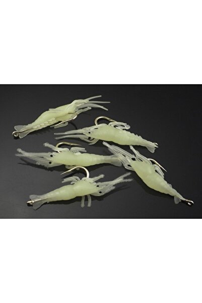 SAZAN RİG Glow Karides Iğneli 1.3 gr 5 cm Yapay Sahte Silikon Yem (5 Adet)