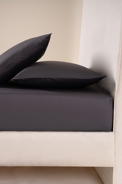 Penelope Anthracite Colored 100% Cotton Satin - Lia Series 180X200Cm Sheet Set