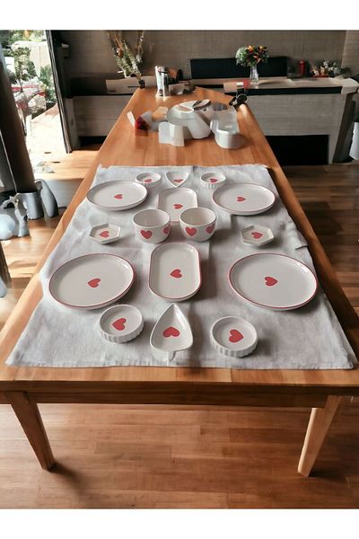 MeGgDecor 4 PERSON 16 PIECE HEART BROWN SET