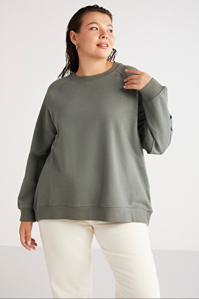 ETHIQUET Πράσινο φούτερ Fleece Relaxed Fit Plus Size - Γυναικεία Barborabb
