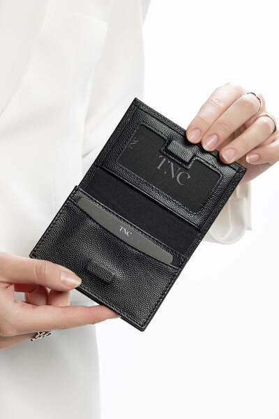 Tamer Tanca Women's Genuine Leather Black Caviar Card Holder
