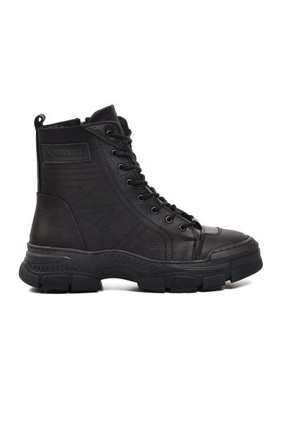 Voyager Μαύρα γυναικεία μποτάκια Nubuck από γνήσιο δέρμα με φλις εσωτερικά