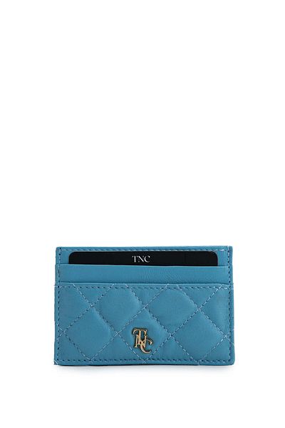 Tamer Tanca Suport de card albastru unisex din piele naturală