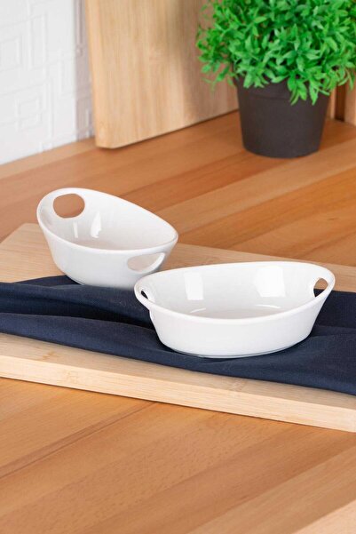 ACAR Bianco Perla 6'lı Oval Kulplu Kase - 14.5 cm