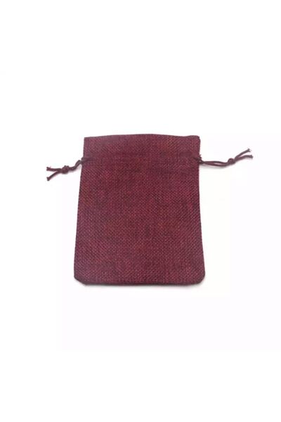 OZN TUHAFİYE Kese Bordo Renk Jüt Kumaş 7x9 Cm 10 Adet