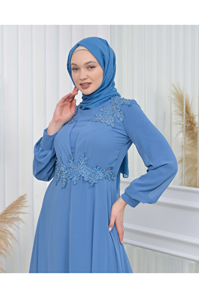 poplinmoda KOPYA - Güpürlü Şifon Abiye-cavide Model