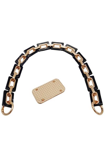 angel çanta aksesuar Set farfurii cu lanț acrilic inel dreptunghiular de 44 cm Culoare neagră cu metal auriu deschis