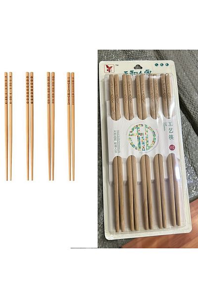 Neler Geldi Neler 10 Pairs - 20 Pieces Washable Organic Bamboo Chinese Chopstick Chopsticks Chinese Chopstick - Chinese Chopsticks