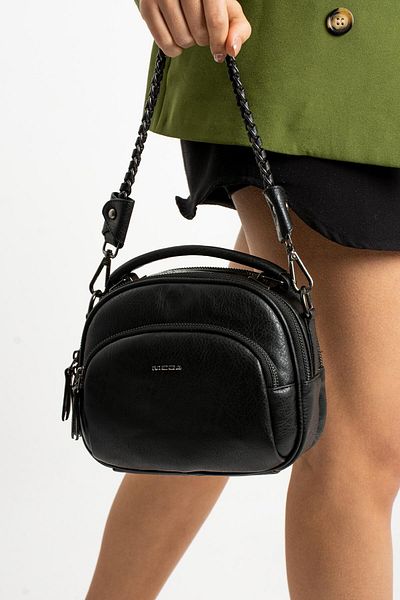 Getcho Versa Women's Black Mini Crossbody Bag with 4 Compartments Round Chain Strap Bag Suitable for Daily Use