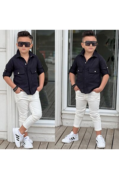 Sahil Collection قميص فلام النسيج GABARDIN بنطلون بدلة الصبي