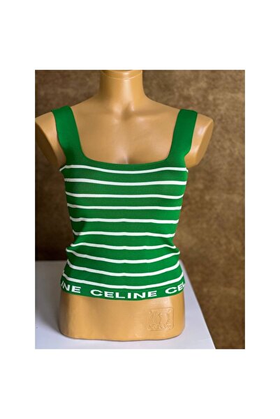 Bima Ticaret Γυναικείο ριγέ πλεκτό εσώρουχο με τετράγωνο λαιμό