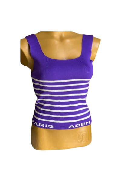 Bima Ticaret Women's Square Collar Striped Knitwear Undershirt