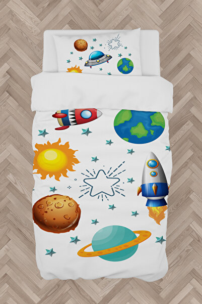 MEKTA HOME مجموعة غطاء لحاف منقوشة لغرفة الأطفال والرضع على شكل كوكب ومساحة X