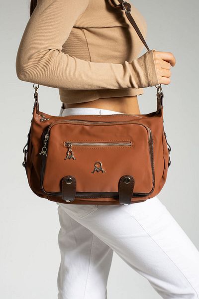 Getcho Melun Women's Tan Shoulder Bag and Crossbody Bag - Multi-Compartment Daily Bag