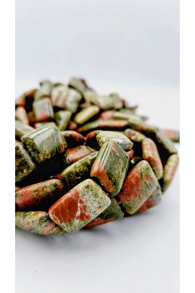 Yüksel Boncuk 12x18 mm Rectangular Unakit Stone Natural Stone String