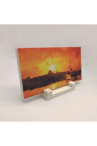 Sadrazam Istanbul Silhouette Printed Natural Stone Desktop 10x20 Drt-7
