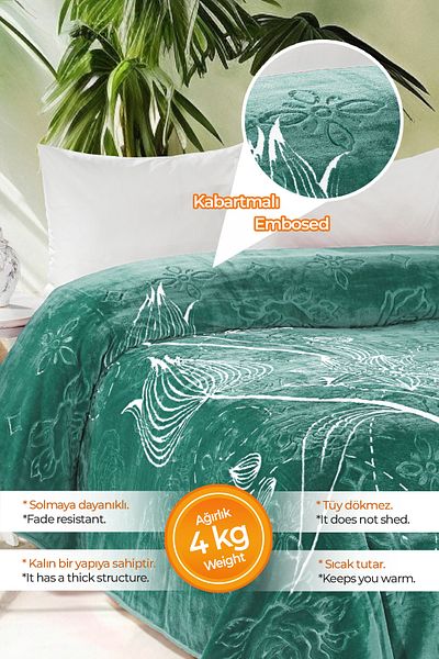 Evlen Home Collection Thick Soft Plush 4 Kg Blanket Supersoft Embos Double Soft Emboss 220x240 cm