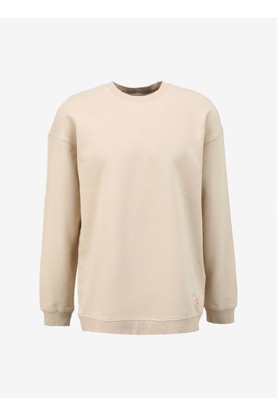 Lee Ecru Color - 100% Cotton, Crew Neck, Relaxed Fit Sweatshirt