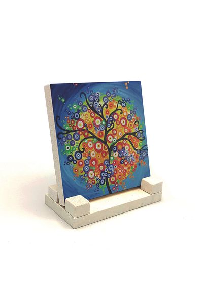 Sadrazam Wood Printed Natural Stone Desktop 10x10 Krg-149